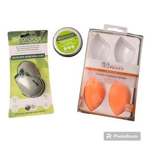 NEW IN PACKAGING ecotools and Real Techniques makeup sponges + Cleansing Balm